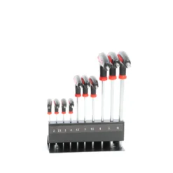 Wiltec Innensechskantschlüsselsatz 11tlg. 2-10mm mit 15-28cm Länge und thermoplastischen Gummigriffen in T-Form, Innensechskant Winkelschlüssel Satz