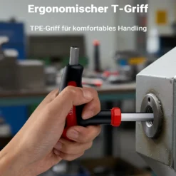 Wiltec Innensechskantschlüsselsatz 11tlg. 2-10mm mit 15-28cm Länge und thermoplastischen Gummigriffen in T-Form, Innensechskant Winkelschlüssel Satz
