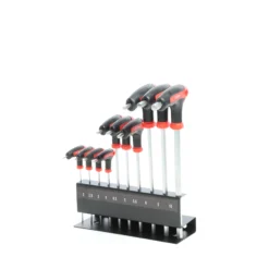 Wiltec Innensechskantschlüsselsatz 11tlg. 2-10mm mit 15-28cm Länge und thermoplastischen Gummigriffen in T-Form, Innensechskant Winkelschlüssel Satz
