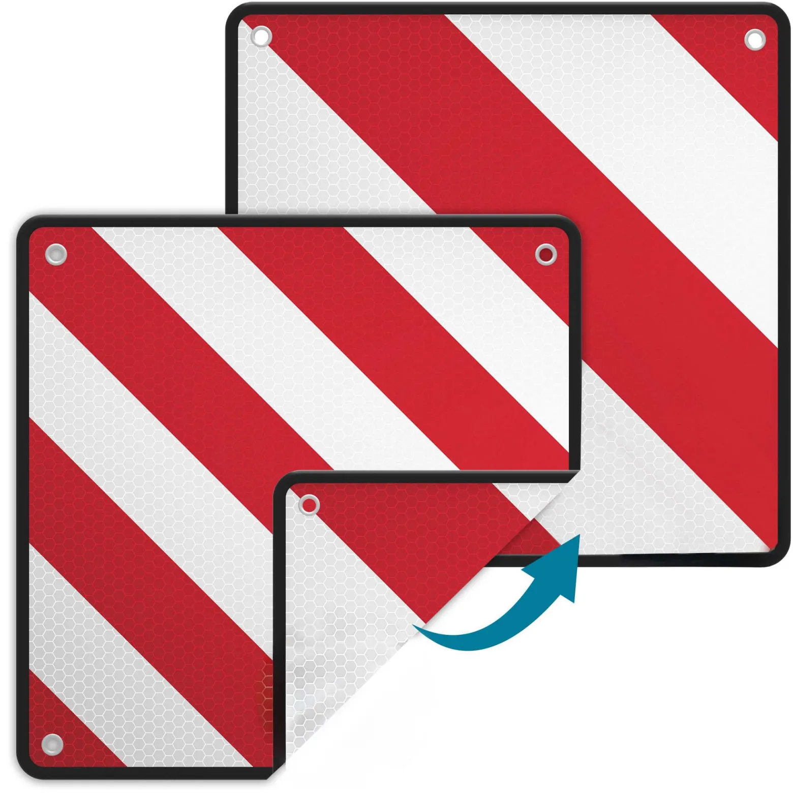 Wiltec 2in1 rot weiße Warntafel Spanien und Italien aus Aluminium mit Befestigungslöchern 500x500 mm reflektierend Warnschild für Fahrradträger und Heckträger zur Kennzeichnung überstehender Ladung