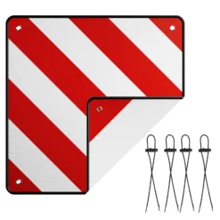 Wiltec 2in1 rot weiße Warntafel Spanien und Italien 50 x 50 cm, Fahrradträger Schild aus Aluminium, Warnschild für Heckträger reflektierend