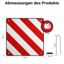 Wiltec 2in1 rot weiße Warntafel Spanien und Italien 50 x 50 cm, Fahrradträger Schild aus Aluminium, Warnschild für Heckträger reflektierend