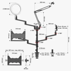 Wiltec 4 in 1 Tischstativ, Multifunktionales Kamera Stativ mit Tischklemme, Ringlicht mit Stativ 3 Farbmodi, Mobile Halterung für Streaming Setup