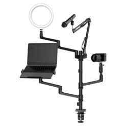 Wiltec 4 in 1 Tischstativ, Multifunktionales Kamera Stativ mit Tischklemme, Ringlicht mit Stativ 3 Farbmodi, Mobile Halterung für Streaming Setup