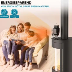 Wiltec Kaminofenventilator mit 5 Blätterm 50 bis 300°C, Ofenventilator ohne Strom, Kaminventilator für eine effiziente und umweltfreundliche Wärmeverteilung