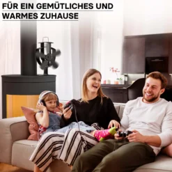 Wiltec Kaminofenventilator mit 5 Blätterm 50 bis 300°C, Ofenventilator ohne Strom, Kaminventilator für eine effiziente und umweltfreundliche Wärmeverteilung