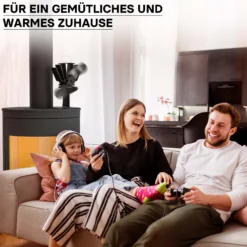 Wiltec Kaminofenventilator mit 2 Blättern 70 bis 350°C, Ofenventilator ohne Strom, Kaminventilator für eine effiziente und umweltfreundliche Wärmeverteilung