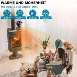Wiltec Kaminofenventilator mit 2 Blättern 70 bis 350°C, Ofenventilator ohne Strom, Kaminventilator für eine effiziente und umweltfreundliche Wärmeverteilung