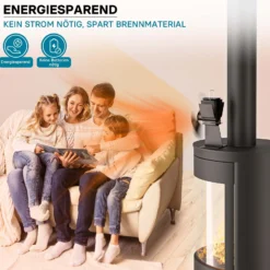Wiltec Kaminofenventilator mit 2 Blättern 70 bis 350°C, Ofenventilator ohne Strom, Kaminventilator für eine effiziente und umweltfreundliche Wärmeverteilung