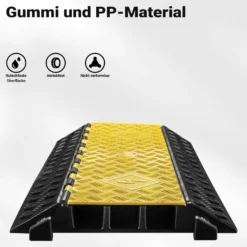 Wiltec Kanal Kabelbrücke 95 x 49 x 8 cm, Kabelkanal 30 t Tragkraft, Überfahrschutz bis 40 km/h, Kabel Trittschutz für Außenbereich mit 3 Kanälen, Schlauchbrücke aus PP und Gummi
