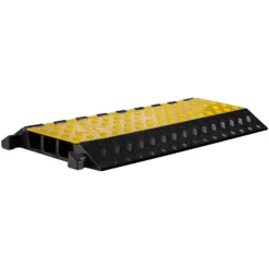 Wiltec Kanal Kabelbrücke 95 x 49 x 8 cm, Kabelkanal 30 t Tragkraft, Überfahrschutz bis 40 km/h, Kabel Trittschutz für Außenbereich mit 3 Kanälen, Schlauchbrücke aus PP und Gummi