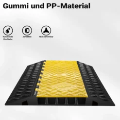 Wiltec Kanal Kabelbrücke 95 x 54 x 5,5 cm, Kabelkanal 30 t Tragkraft, Überfahrschutz bis 40 km/h, Kabel Trittschutz für Außenbereich mit 5 Kanälen, Schlauchbrücke aus PP und Gummi