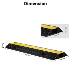 Wiltec Kanal Kabelbrücke 98 x 26 x 6,5 cm 4 Stück, Kabelkanal 15 t Tragkraft, Überfahrschutz bis 30 km/h, Kabel Trittschutz aus PP und Gummi