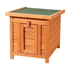 Wiltec Katzenhaus 420 x 515 x 430 mm aus Fichtenholz, Kleintierhaus Kaninchenstall mit Dach aufklappbar, Bitumeneindichtung, Tierstall für Garten/Balkon