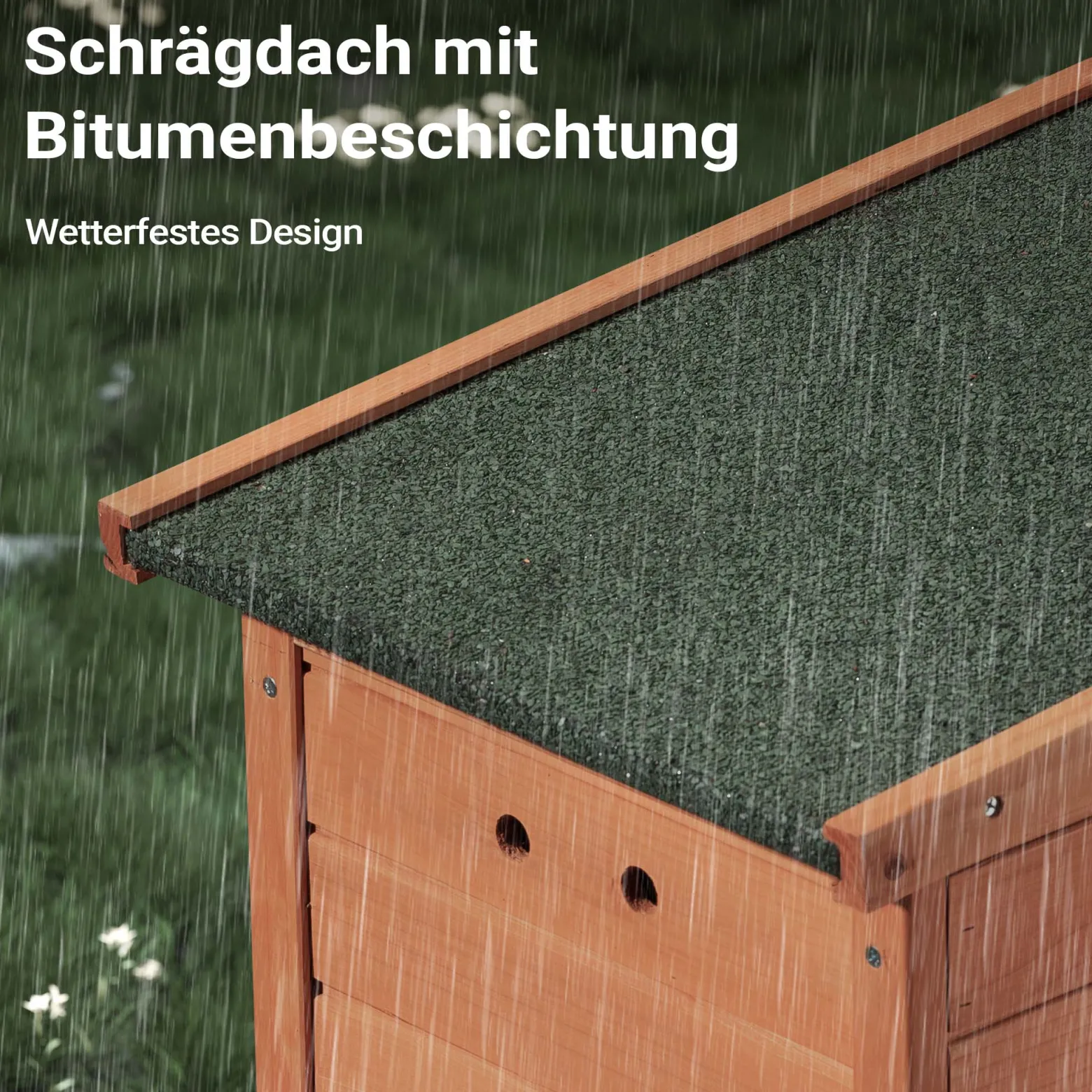Wiltec Katzenhaus 420 x 515 x 430 mm aus Fichtenholz, Kleintierhaus Kaninchenstall mit Dach aufklappbar, Bitumeneindichtung, Tierstall für Garten/Balkon