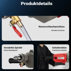 Wiltec Kernbohrgerät bis 110 mm Nass Kernbohrmaschine 2080 W 1700 U/min mit Transportkoffer und Zubehör