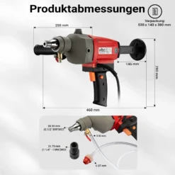 Wiltec Kernbohrgerät bis 110 mm Nass Kernbohrmaschine 2080 W 1700 U/min mit Transportkoffer und Zubehör
