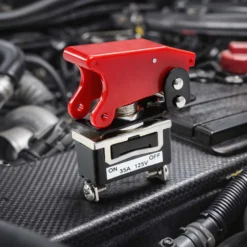 Wiltec Kill Switch ON-OFF Kippschalter für 125 V 35 A, mit roter Kappe, verplombbar, Knock Out für Tuning