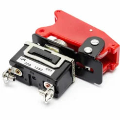 Wiltec Kill Switch ON-OFF Kippschalter für 125 V 35 A, mit roter Kappe, verplombbar, Knock Out für Tuning