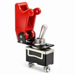Wiltec Kill Switch ON-OFF Kippschalter für 125 V 35 A, mit roter Kappe, verplombbar, Knock Out für Tuning