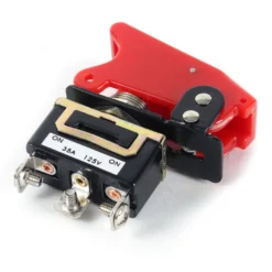 Wiltec Kill Switch ON-OFF-ON Kippschalter für 125 V 35 A mit roter Kappe, verplombbar, Knock Out für Tuning