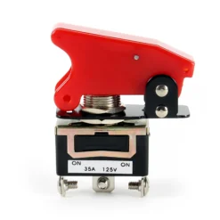 Wiltec Kill Switch ON-OFF-ON Kippschalter für 125 V 35 A mit roter Kappe, verplombbar, Knock Out für Tuning