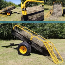 Wiltec Kippanhänger bis 450 kg für Rasentraktor, Anhänger Kipper 210 x 120 x 70 cm mit Gitter u. abnehmbaren Seitenwänden, Anhänger mit Kippfunktion