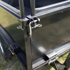 Wiltec Kippanhänger 200 x 78 x 94,5 cm bis 300 kg, Anhänger Kipper für Rasentraktor mit Gitter u. abnehmbaren Seitenwänden, Anhänger mit Kippfunktion