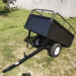 Wiltec Kippanhänger 200 x 78 x 94,5 cm bis 300 kg, Anhänger Kipper für Rasentraktor mit Gitter u. abnehmbaren Seitenwänden, Anhänger mit Kippfunktion