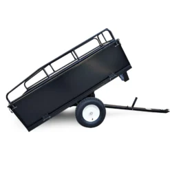 Wiltec Kippanhänger 200 x 78 x 94,5 cm bis 300 kg, Anhänger Kipper für Rasentraktor mit Gitter u. abnehmbaren Seitenwänden, Anhänger mit Kippfunktion