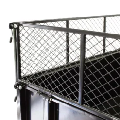 Wiltec Kippanhänger 166,5 x 77,5 x 106 cm 300 kg, Anhänger Kipper für Rasentraktor mit Gitter u. abnehmbaren Seitenwänden, Anhänger mit Kippfunktion