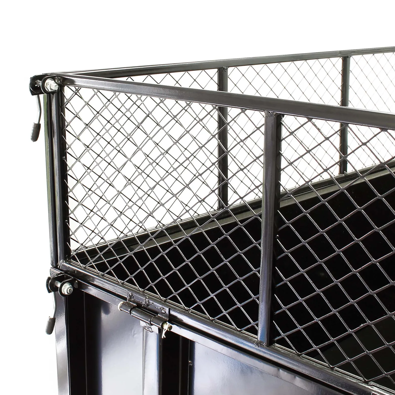 Wiltec Kippanhänger 166,5 x 77,5 x 106 cm 300 kg, Anhänger Kipper für Rasentraktor mit Gitter u. abnehmbaren Seitenwänden, Anhänger mit Kippfunktion