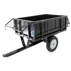 Wiltec Kippanhänger 166,5 x 77,5 x 106 cm 300 kg, Anhänger Kipper für Rasentraktor mit Gitter u. abnehmbaren Seitenwänden, Anhänger mit Kippfunktion