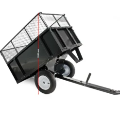 Wiltec Kippanhänger 166,5 x 77,5 x 106 cm 300 kg, Anhänger Kipper für Rasentraktor mit Gitter u. abnehmbaren Seitenwänden, Anhänger mit Kippfunktion