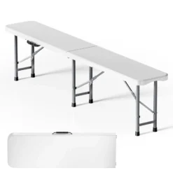 Wiltec Klappbank 180x30x43 cm Camping Sitzbank klappbar Campingbank Gartenbank Bierbank faltbar Sitzgruppe Sitzgarnitur Camping Tisch faltbar