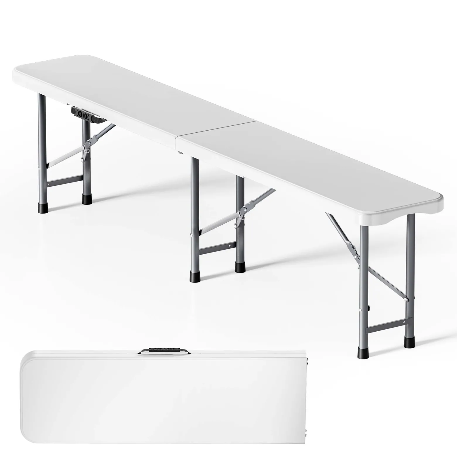 Wiltec Klappbank 180x30x43 cm Camping Sitzbank klappbar Campingbank Gartenbank Bierbank faltbar Sitzgruppe Sitzgarnitur Camping Tisch faltbar
