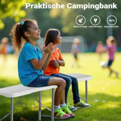 Wiltec Klappbank 180x30x43 cm Camping Sitzbank klappbar Campingbank Gartenbank Bierbank faltbar Sitzgruppe Sitzgarnitur Camping Tisch faltbar