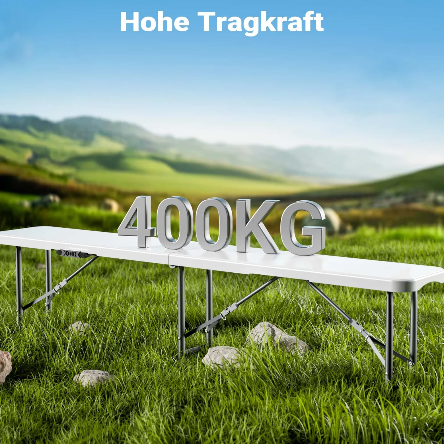 Wiltec Klappbank 180x30x43 cm Camping Sitzbank klappbar Campingbank Gartenbank Bierbank faltbar Sitzgruppe Sitzgarnitur Camping Tisch faltbar