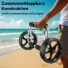 Wiltec klappbarer Alu Kanuwagen bis 45 kg, Transportwagen für Boote, Kanus, Kajaks, Surfwagen mit Polstern, Ø25 cm PU-Räder inkl. Nylonband zur Fixierung, stabiler SUP-Trolley, SUP-Wagen mit Stütze