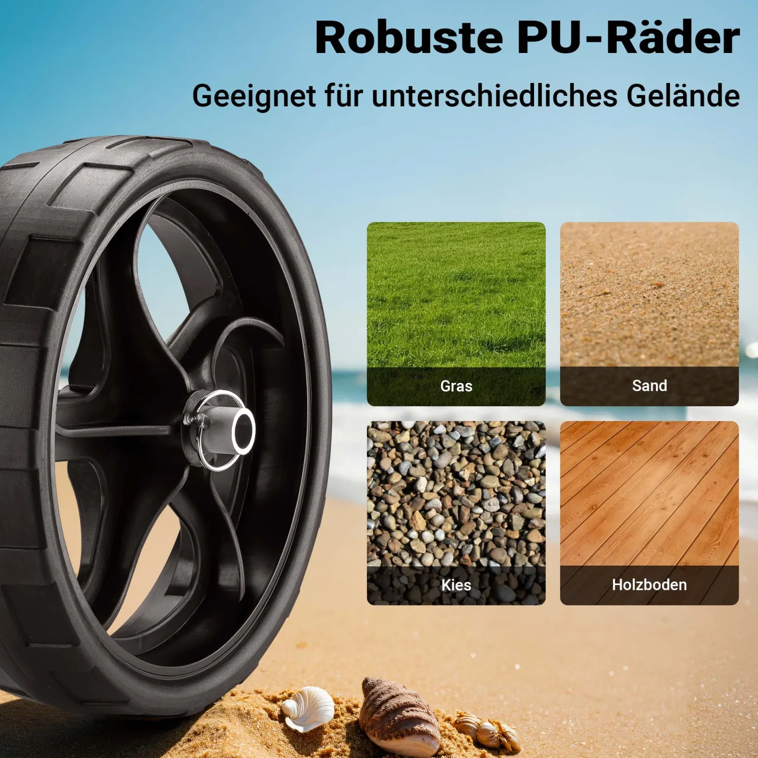 Wiltec klappbarer Alu Kanuwagen bis 45 kg, Transportwagen für Boote, Kanus, Kajaks, Surfwagen mit Polstern, Ø25 cm PU-Räder inkl. Nylonband zur Fixierung, stabiler SUP-Trolley, SUP-Wagen mit Stütze