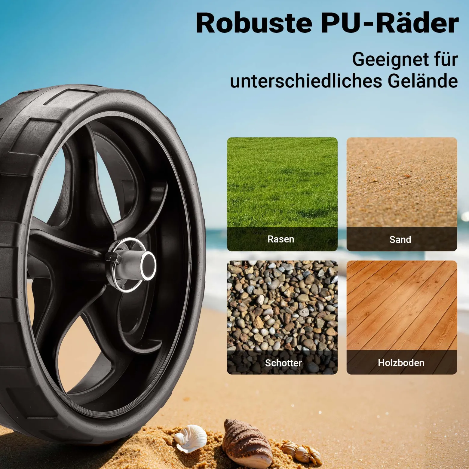 Wiltec klappbarer Alu Kanuwagen bis 68 kg, Transportwagen für Boote, Kanus, Kajaks, Surfwagen mit Polstern, Ø25 cm PU-Räder inkl. Nylonband zur Fixierung, stabiler SUP-Trolley, SUP-Wagen mit Stütze