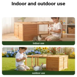 Wiltec Klappbarer Kleintierstall 153 x 110 x 55 cm, Hasenstall aus Tannenholz mit Drahtgitter, Kaninchenstall Freigehege, Freilauf Gehege