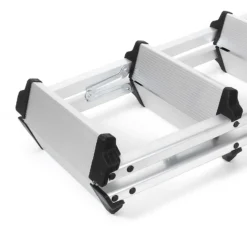 Wiltec Klappleiter aus Aluminium bis 150 kg, beidseitig nutzbare Trittleiter, Aluleiter 73 cm mit 3 Stufen, Stehleiter mit rutschfester Trittfläche