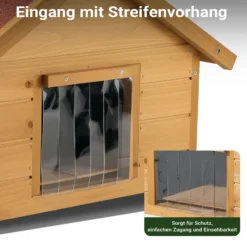 Wiltec Kleines Katzenhaus 68 x 53 x 47 cm aus Holz, Katzenhütte für Garten oder Terasse, Wurfkiste isoliert wetterfest, Katzenhöhle