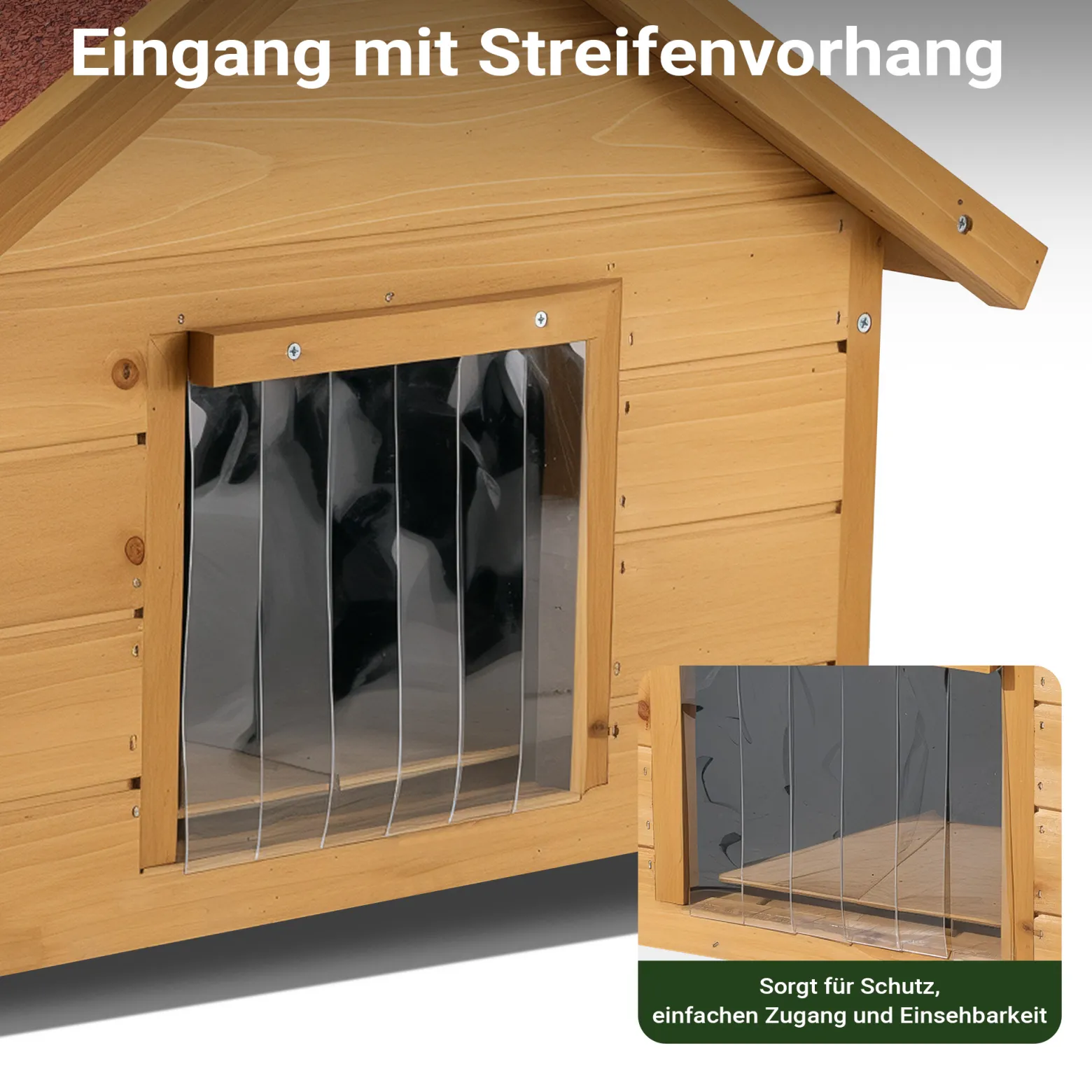 Wiltec Kleines Katzenhaus 68 x 53 x 47 cm aus Holz, Katzenhütte für Garten oder Terasse, Wurfkiste isoliert wetterfest, Katzenhöhle