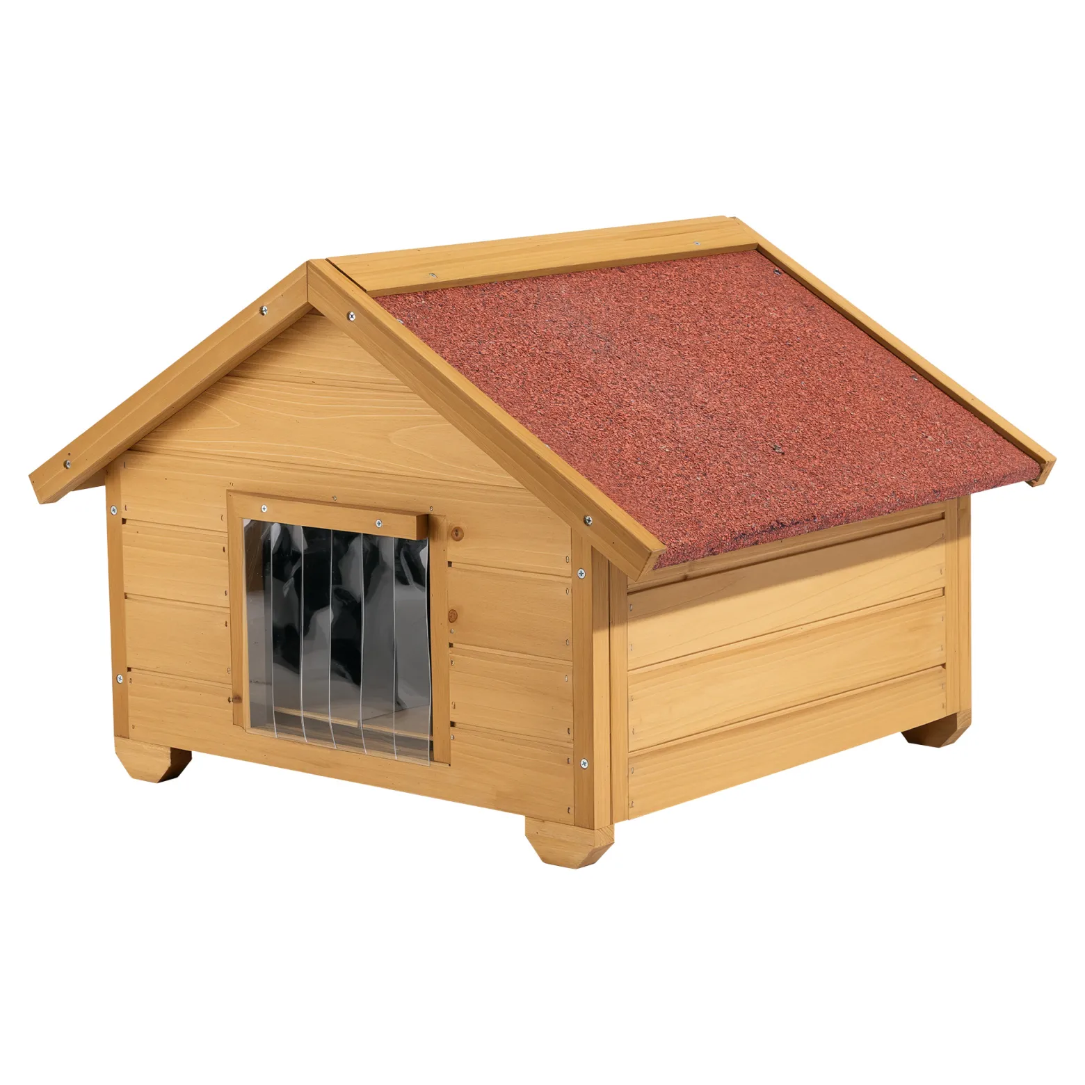Wiltec Kleines Katzenhaus 68 x 53 x 47 cm aus Holz, Katzenhütte für Garten oder Terasse, Wurfkiste isoliert wetterfest, Katzenhöhle