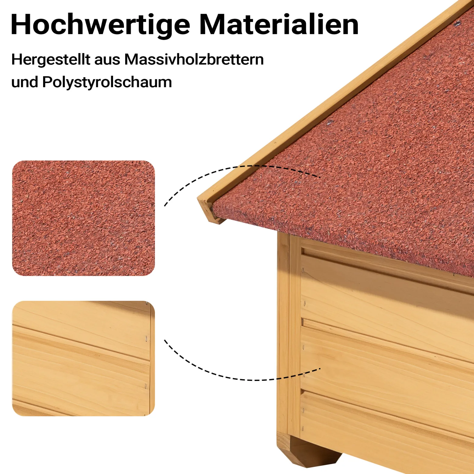 Wiltec Kleines Katzenhaus 68 x 53 x 47 cm aus Holz, Katzenhütte für Garten oder Terasse, Wurfkiste isoliert wetterfest, Katzenhöhle