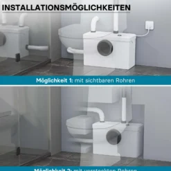 Wiltec 3/1 Kleinhebeanlage 600 W mit Häcksler, Hebeanlage bis 10 m Höhe, Abwasserhebeanlage mit 3 Einlässen, für WC und Dusche