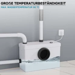 Wiltec 3/1 Kleinhebeanlage 600 W mit Häcksler, Hebeanlage bis 10 m Höhe, Abwasserhebeanlage mit 3 Einlässen, für WC und Dusche