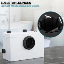 Wiltec 3/1 Kleinhebeanlage 600 W mit Häcksler, Hebeanlage bis 10 m Höhe, Abwasserhebeanlage mit 3 Einlässen, für WC und Dusche